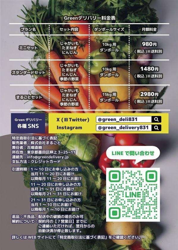 「もったいない」を、おいしく変える新習慣！！野菜高騰時代の救世主！“もったいない”に命を吹き込む。国産野菜サブスクスク『GREENデリバリー』を7月より開始