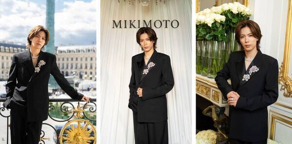 神宮寺勇太がパリ・オートクチュールに登場！ミキモトの新作ハイジュエリーを華麗に纏い、大きなバラが胸元に輝くジャケットスタイルを披露。風に舞うバラの花びらがモチーフの新作ハイジュエリーコレクション「Les Petales」発表