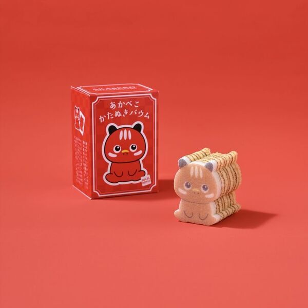 福島の赤べこがスイーツに！新感覚のバウムクーヘン『あかべこカタヌキバウム』7/19(土)より順次発売