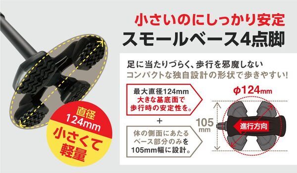 “しっかり握れる”軽量なスモールベース4点杖「やわらGELグリップ4点杖 TYPE-U」を2025年7月1日より発売。国産杖メーカー「シナノ」