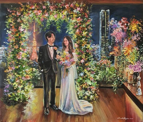 結婚式をリアルタイムで描き上げる「ライブ・ウェディング・ペインティング」5周年記念「プレゼントキャンペーン」延長決定！