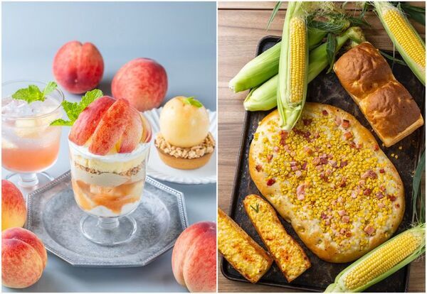 「旬到来！とろける桃、はじけるとうもろこし」TAMAGOYAベーカリーカフェ「桃スイーツ＆とうもろこしフェア」開催