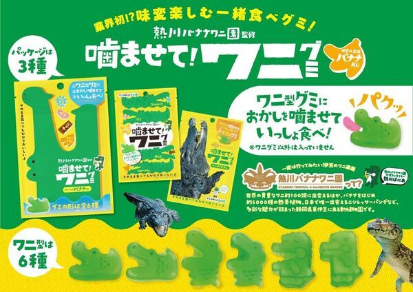 熱川バナナワニ園監修“味変”が楽しめる新感覚のお菓子『噛ませて！ワニグミ　味変の王様バナナあじ』を8月1日に発売