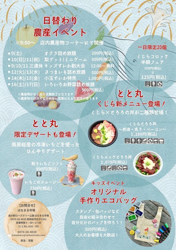 道の駅ローズマリー公園 はなまる市場「夏だ！海だ！はなまる夏まつり2025」開催！2025年8月9日(土)～17日(日)