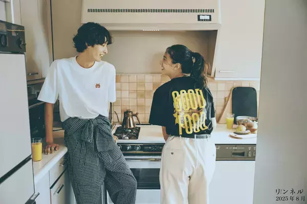 リンネル公式Webサイト掲載！モデル横田美憧＆河原優樹が着こなす三共食品『GOODFOOD』新作Tシャツ5型を8月28日発売