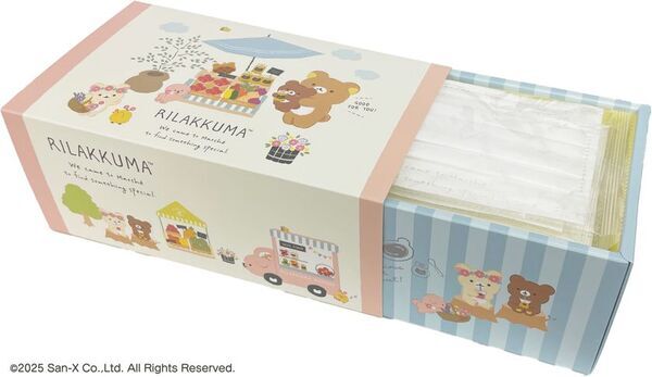 大人向けキャラクターマスクを2025年8月下旬に新発売！「リラックマ30枚入りBOXマスク(マルシェ)」