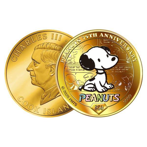 ピーナッツコミックのダイヤモンド・ジュビリーをお祝いする金貨と銀貨、新発売！