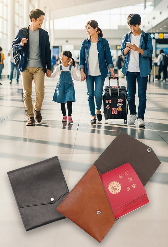 アブラサスより、家族4人分の旅をひとつにまとめる「ファミリーパスポートケース」を発売