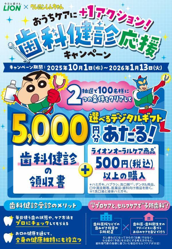 「クレヨンしんちゃん」×ライオンオーラルヘルスケア商品のコラボ企画！クッション、ハブラシスタンド、バスタオルなど「クレヨンしんちゃん」限定賞品が当たるキャンペーン開始。