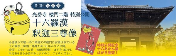 光岳寺楼門「十六羅漢像・釈迦三尊像」18年ぶり特別公開！まちなか回遊イベント「こもろ浪漫2025秋」開催