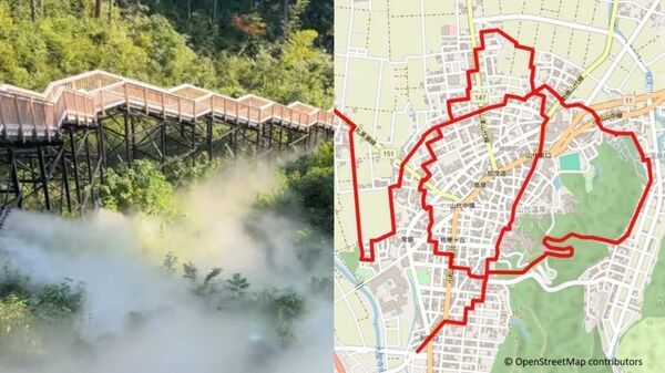 総湯を囲む街並みが、そのまま「ゆ」の字に。ひらがな発祥の地・山代温泉でGPSアートラン開催