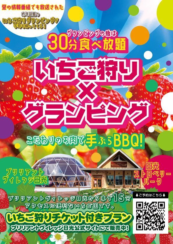 甘くてジューシーな"いちご"を満喫！日光で人気の　「いちご狩り×グランピングBBQプラン」2025年版が登場！