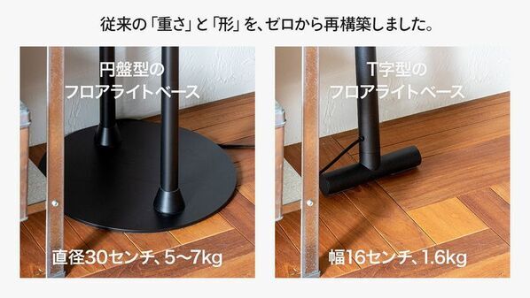 フロアライトをゼロから再構築シェードもベースもない、壁に立てかける新発想照明「NYOI」がMakuakeにて11月11日先行販売開始