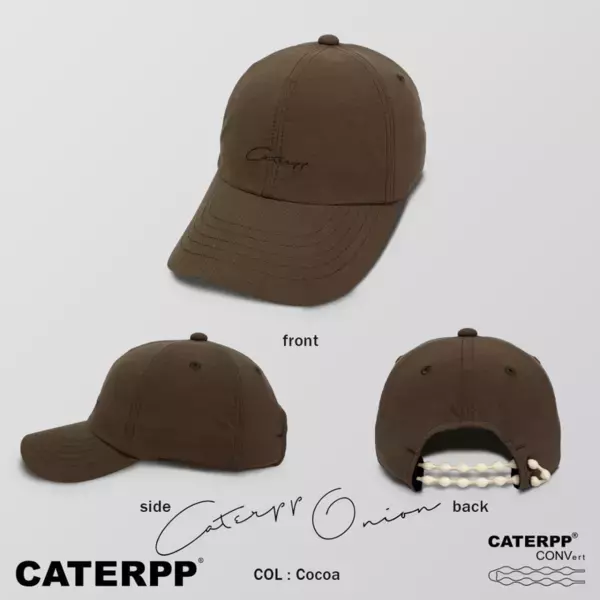 【CATERPP ONION CAP】に新色COCOAが登場！環境配慮素材と進化を続ける「飛ばない、脱げない、しめつけない」機能性キャップ