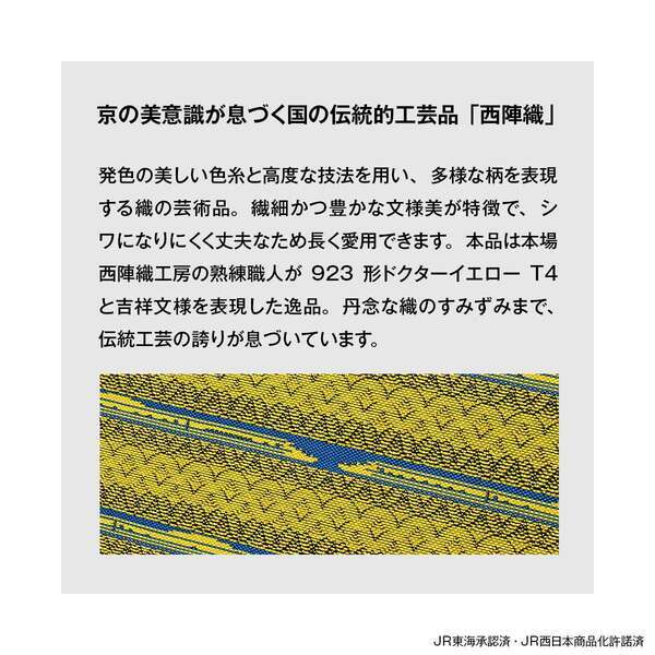 923形ドクターイエローT4の姿を、日本の伝統技でうつした西陣織財布が登場