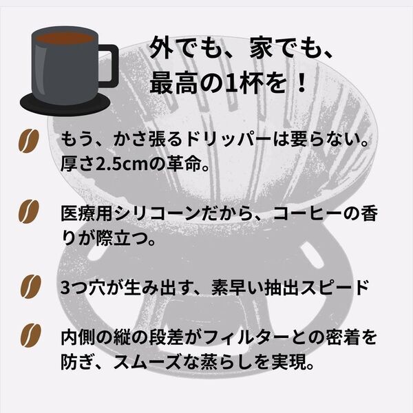 わずか厚さ2.5cmに折り畳める「DIONYSOSコーヒーシリコーンドリッパー」新発売