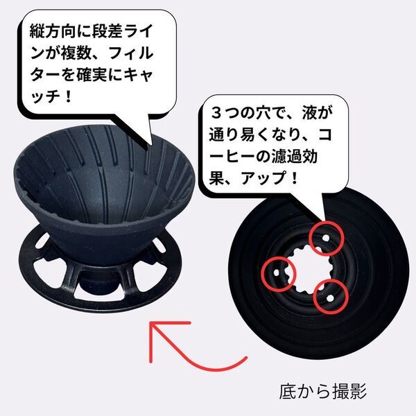 わずか厚さ2.5cmに折り畳める「DIONYSOSコーヒーシリコーンドリッパー」新発売