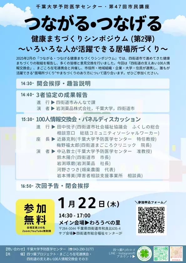 企業・大学・行政・住民が集う　四街道市で「健康」をテーマにした地域対話型シンポジウムを開催
