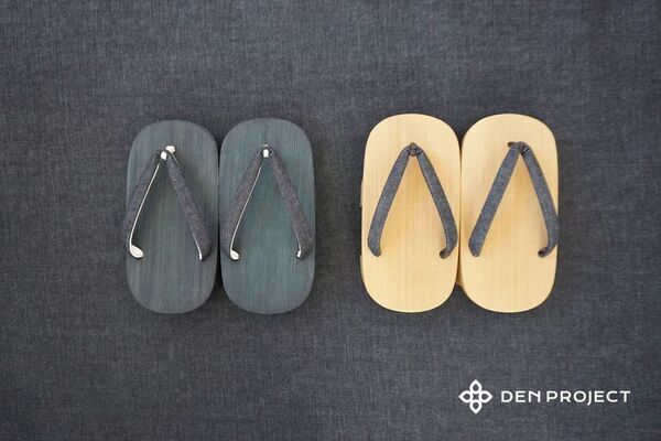 音で、風景を変える履物「インディゴ染 ねずこ下駄　茶綿デニム鼻緒」　2026年2月下旬より受注開始