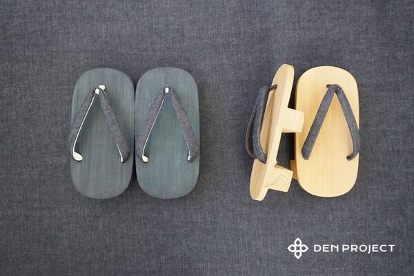 音で、風景を変える履物「インディゴ染 ねずこ下駄　茶綿デニム鼻緒」　2026年2月下旬より受注開始