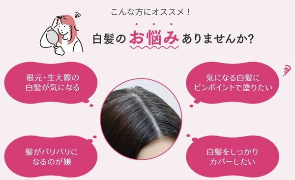 狙った白髪にピンポイントで塗る「テンスターHena ポンポン付きヘアマスカラ」が新登場！