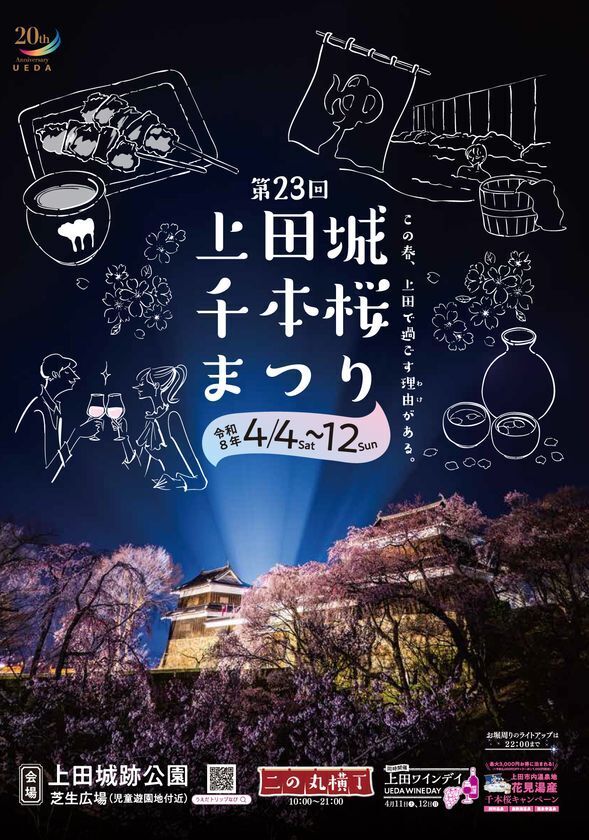 春爛漫！約1,000本の桜が咲き誇る　第23回上田城千本桜まつり　4月4日(土)～12日(日)に開催！！