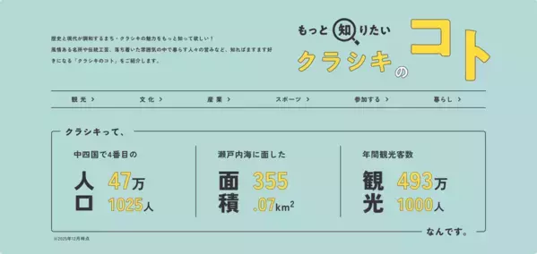 シティセールスサイト「クラシキ文華(ブンカ)」を3月9日(月)に全面リニューアル　～運営10年・累計450本超のコンテンツを再編、「知る」から「つながる」体験へ～