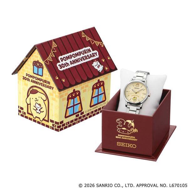 「ポムポムプリン」30周年を記念した大人かわいい腕時計が登場！こちらを見守るポムポムプリンとお友だちの“マフィン”が、日常に癒やしのひと時を与えてくれる♪