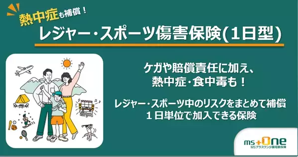 業界初　GWの熱中症リスクにも対応する「レジャー・スポーツ傷害保険(1日型)」を販売開始　ケガ・賠償責任に加え、熱中症も補償