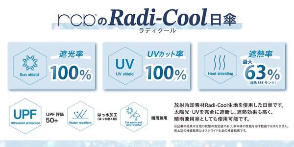 放射冷却素材「Radi-Cool(ラディクール)」生地採用の晴雨兼用日傘『rcp(アールシーピー)』シリーズが2026年ラインナップ大幅拡大