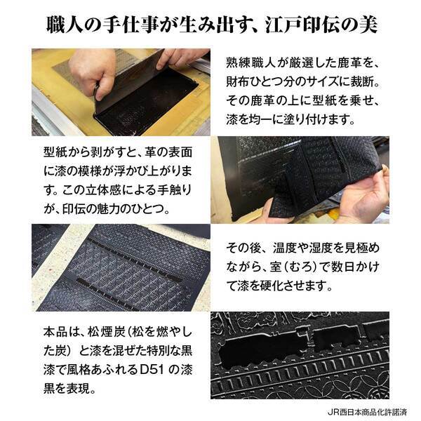 国鉄D51形蒸気機関車 誕生90周年記念「D51 1」を黒漆でうつした、伝統の江戸印伝