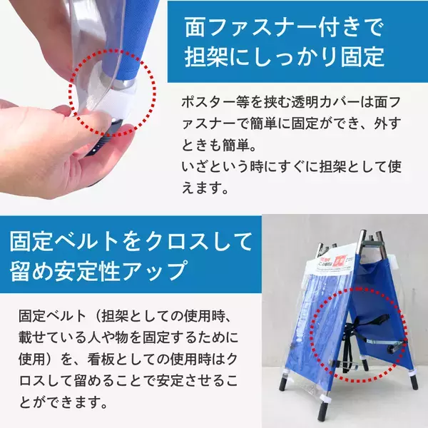 案内看板が、災害時には担架に変わる「備えない防災」フェーズフリー防災看板「ひろげてストレッチャー」をMakuakeにて6月29日より先行販売