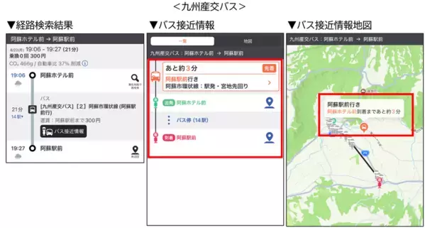 ジョルダン「乗換案内」で「九州産交バス」「熊本電鉄バス」「熊本バス」「熊本都市バス」のリアルタイム「バス接近情報」を提供