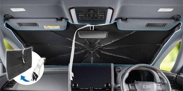 パッと開くだけで車内の暑さ対策　アルファード／ヴェルファイア・ノア／ヴォクシー専用　傘型ワンタッチサンシェードを発売