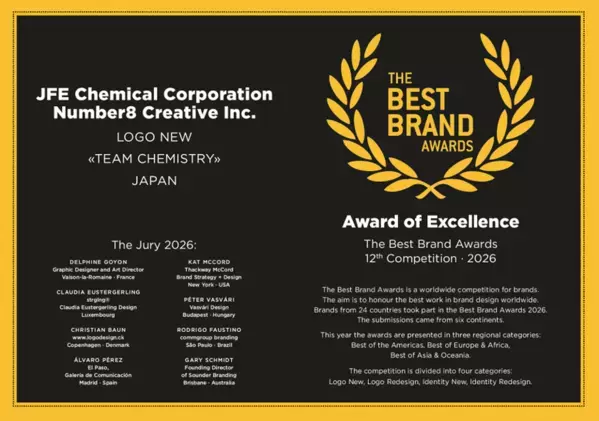 JFEケミカルのビジョンロゴ『TEAM CHEMISTRY』がドイツの国際デザイン賞で優秀賞を受賞