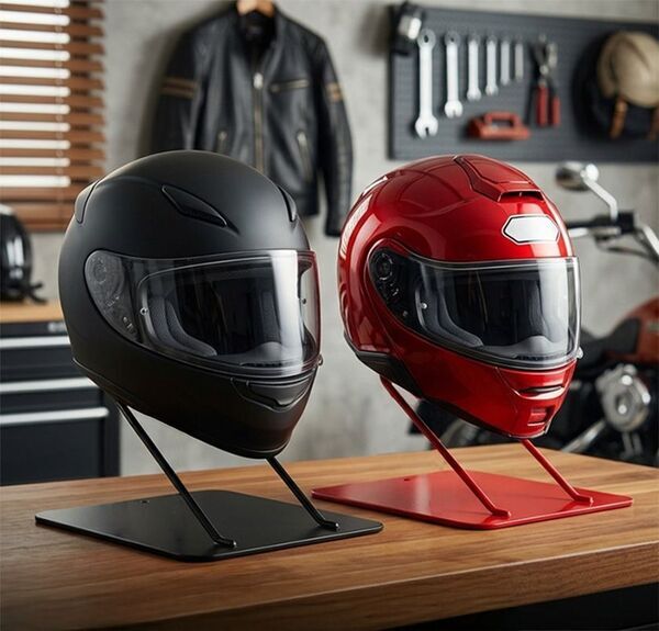 置くだけでヘルメットを“見せる収納”へ　3色展開のヘルメットスタンド「AMEX-C09」を7月15日発売～空間になじむシンプルデザイン、信頼の日本製～