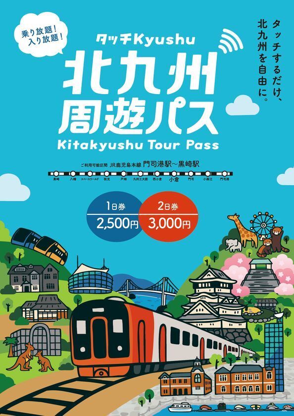 北九州エリアのJR・観光施設が乗り放題・入り放題「北九州周遊パス～タッチKyushu～」JR区間拡大＆対象施設19施設へ拡充