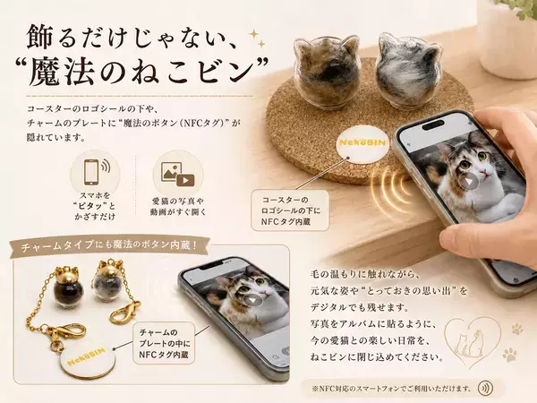 触れる温もり、かざせばあの姿。世界に一つ『ペット愛毛ケース』ねこビン発売！
