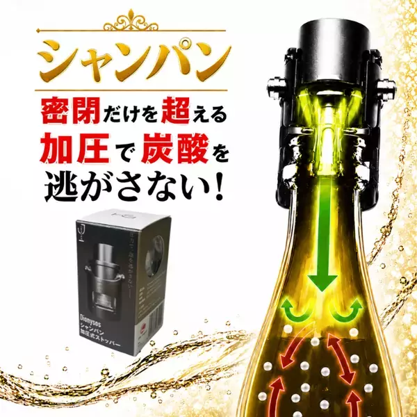 加圧ポンプ一体型で炭酸保持をサポート「DIONYSOS シャンパンストッパー」を8/4発売