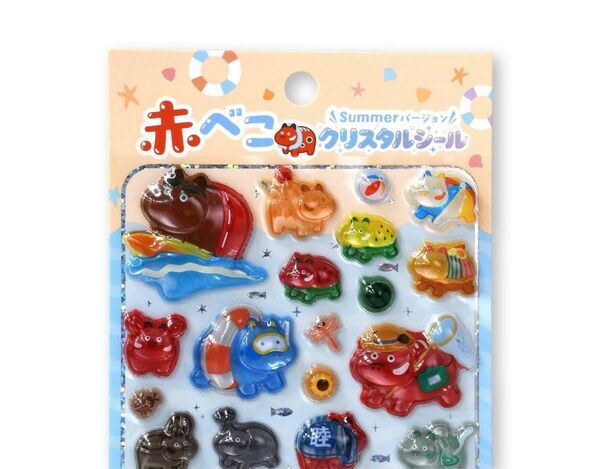 会津の郷土玩具・赤べこが夏を満喫　キラキラ「クリスタルシール」夏限定版を8月7日発売