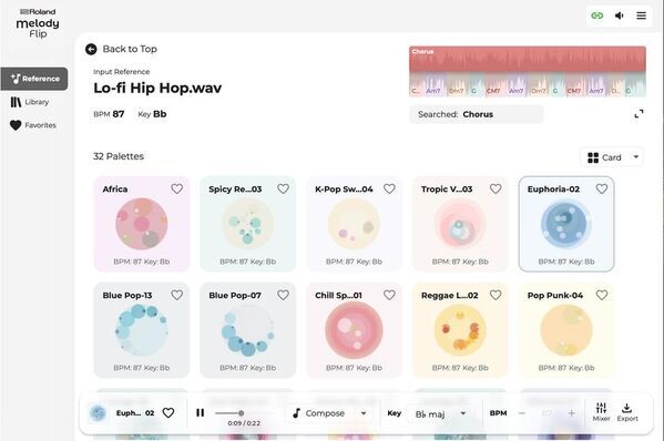 ローランド、音楽制作の新しい発想を生み出す　クリエイティブ・ツール『Melody Flip』を公開　～AIアシストによる革新的なメロディー生成ソフトウェア　アイデアとの出会いを楽しむ、クリエイティブな制作体験を提供～