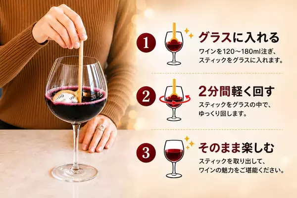 ワイン本来の魅力を引き出す！グラス1杯用フィルター「UNO WINE WANDS」を9/25よりMakuakeで先行販売