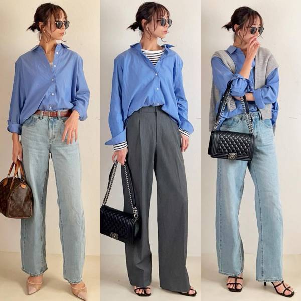 やっぱ『ブルー』優勝かも♡ 【ユニクロ】オンオフ使えて超便利！「最旬シャツ」