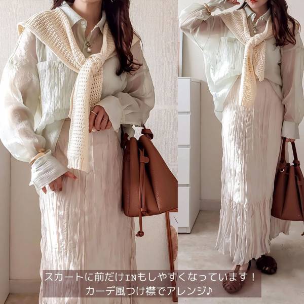 《再販》キターッ♡【しまむら】ツヤ感、最高！ 1枚で映える「激かわシアーシャツ」