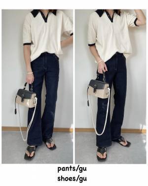 「美脚デニム見つけた」！！【GU】形、最っっっ高♡ 今っぽ「フレアジーンズ」