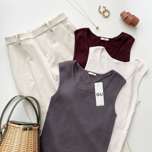 ほんっとに「たくさん着回ししてる」！！【GU】「毎年ヘビロテ」”リブタンクトップ”新色をお迎え！
