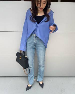 ＜羽織りがない。 → 解決！＞【ユニクロ】おしゃれさんも愛用♡ 着回し力◎「ブルーシャツ」