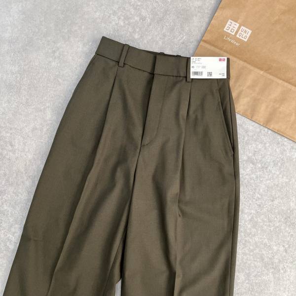 「シルエットがキレイ」なのでもう5本も持ってる！！色味も可愛い♡【UNIQLO】タックワイドパンツ