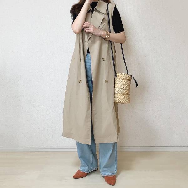 ワンピースとしてもジレとしてもめっちゃ可愛い！！【ユニクロ】リネンブレンドラペルワンピース