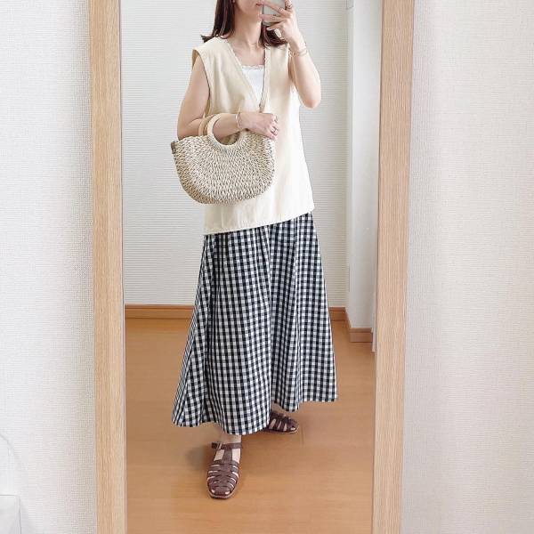 ＜春も夏も、超頼れる♡♡＞【ハニーズ】カジュアルにもキレイめにも◎「チェックスカート」
